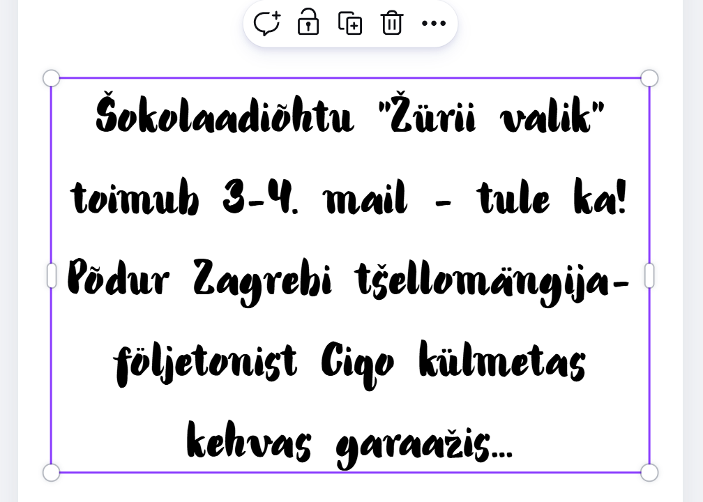 Eesti täpitähtede test Canva tekstikastis